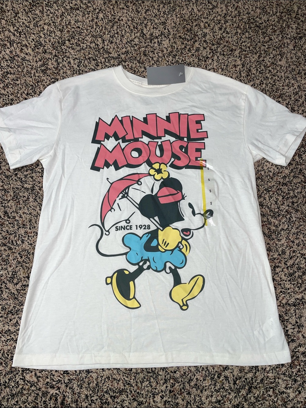 Disney Minnie Mouse Vintage White Graphic Tee Woman’s Size S | NWT